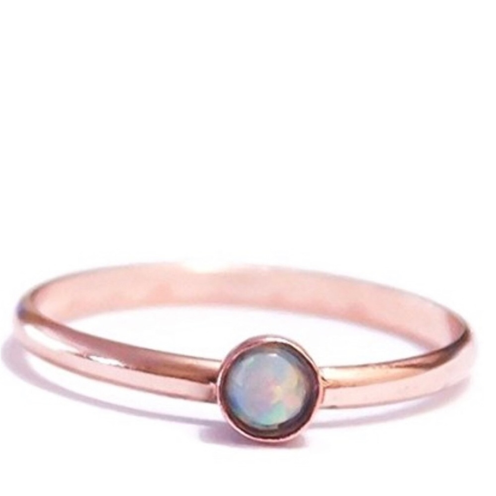 Moodtherapy rose gold fire opal stackable ring